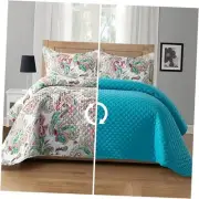 3-Piece Boho Paisley Floral Patchwork Reversible Quilt - Soft Premium