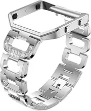 [Levemolo] Watch Frame Wristband Charge Watch Band Rhinestone Watch Bands Watchbands for Mens Watches Smartwatch Band Watch Straps Inteligente Rhinestone Watches for Women Silver