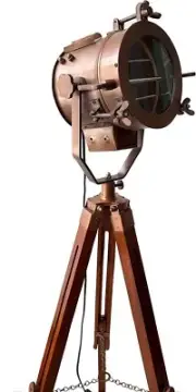 Vintage Home Decor Antique Copper Finish Floor Lamp Standing Wooden Stand Spotl