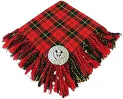 [Tartanista] Mens Scottish Tartan Kilt Fly Plaid with Thistle Brooch