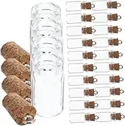 Alipis 24Pcs Mini Glass Bottles with Cork Lids Tiny Decorative Vials for Wishes Messages Storage Handmade High Transparency Glass Jars with Stoppers for DIY Crafts and Party Favors