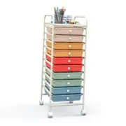 10 Drawer Storage Cart, Rolling Cart with Lockable Wheels, Trolley Macaron