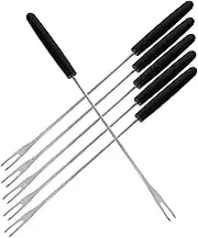 MOKKHNB 6pcs Stainless Steel Fondue Fork with Handles for Cheese Chocolate Fruit Dipping Elegant Design High Temperature Resistant for Fondue Parties