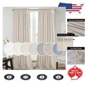Durable Light-Filtering Linen Curtains with Rustic Burlap – 2 Panels, 52" x 108"