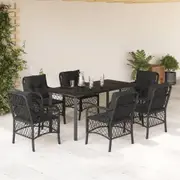 Garden Dining Set with Cushions Bistro Set Furniture Black Poly Rattan vidaXL