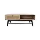 MAXIM MINDI WOOD & NATURAL RATTAN COFFEE TABLE RECLAIMED AGED FINISH