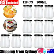 12x 100ml Yogurt Pudding Glass Jars With Lids Mini Empty Glass Bottles For Snack
