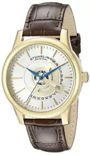 Stuhrling 787 03 787.03 Symphony Quartz Brown Leather Strap Date Mens Watch