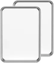 Bastwe Baking Sheet Set of 2, 18 inch Commercial Grade Stainless Steel Baking Pan, Professional Bakeware Oven Tray, Healthy & Non-Toxic, Rust Free & Mirror Finish, Easy Clean & Dishwasher Safe