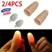 2/4Pcs Tricks Finger Lights Fingers LED Thumb Magic Light Up Props Silicone New