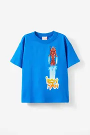 [Cotton On Kids] Cotton On Kids - Iron Man Drop Shoulder Short Sleeve Tee - Lcn mar harbour blue/iron man launch 8 LCN MAR HARBOUR BLUE/IRON MAN LAUNCH