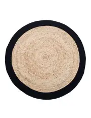 [Fab Habitat] 200cm Round Jute Rug | Decorative Floor Rug Phoenix Black & Natural