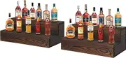 TIRYIUOU Liquor Bottle Display Shelf, 2 Pack Wood Bar Shelves, Tabletop Wine Rack, Bottle Stand for Liquor Display, Home Bar Display