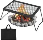 Folding Campfire Grill Collapsible Outdoor Heavy Duty Steel Portable Mesh Grate