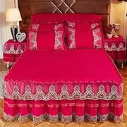 Ruffle Skirt Bedspread, Ruffle Skirt Bedspread Set, Wrap Around Bed Skirt Full Size, Ruffle Skirt Bedspread King, Bed Skirt Bedspread, with 2 Decorative Pillowcasem, 3-Pieces(E,180x200cm/70 x 79 in)