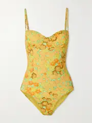 [Tory Burch] Tory Burch - Floral-print Underwired Swimsuit - Yellow - small small Yellow
