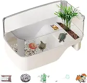 Turtle Habitat | Aquatic Tortoise Enclosure - Basking Climbing Ramp Stylish Design Decorations for Shallow Water Breeding Indoor and Outdoor Use