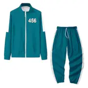 Squid Game Jacket Pants Sports Zipper Cardigan Digital 456 Printing Pocket Sweatshirts Set As shown XL