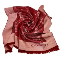 在飛比找Yahoo奇摩購物中心優惠-COACH 經典馬車100%羊毛絲巾圍巾(楓葉紅)