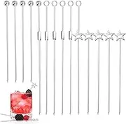 20pcs Cocktail Sticks Set Stainless Steel Fruit Sticks,Reusable Drink Picks Appetizer Toothpicks Martini Glass Picks,4 Styles Silver