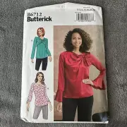 Butterick Pattern 6712 Sz 14-22 Misses Blouse Top 3 Styles Loose Fit