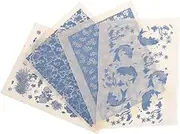 GLSTOY 4Sheets Pottery Underglaze Transfer Paper Beautiful Chic Decals for Ceramics High Temperature Safe for DIY Pottery Decoration