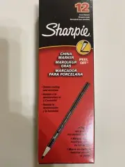 Sharpie China Markers: Black, Box of 12, 2089 173T NIB Peel Off Fade Resistant