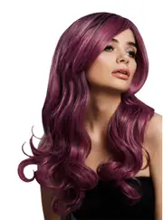 Khloe Mauve Womens True Blend Wavy Fashion Wig