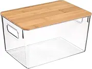 Clear Storage Bin,Ransparent Storage Case,Convinence Containers,Large Capacity Storage Box,with Handle, Stackable Storage Containers for Kitchen, Fridge, Pantry, Cabinet, Closet, Bathroom