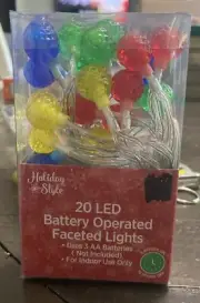 Holiday Style 20 LED Battery Operated Faceted String Lights