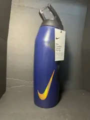 Nike Hyperfuel Water Bottle Squeeze Flip Top 32 fl oz, Navy Blue/Gold NWT