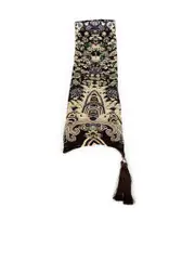 Floral Print Silk Tassel Accent Scarf