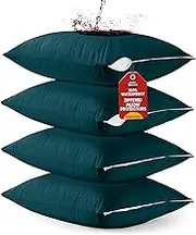 Utopia Bedding Waterproof Pillow Protectors Zippered (4 Pack, Teal) King Size, Bed Bug Proof Pillowcases, Pillow Encasement Covers 20 x 38 Inches