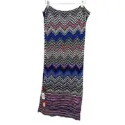 Missoni Blue and Pink Unica Zig Zag Wool Blend Scarf NWT