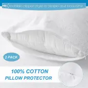 2 X Terry Cotton Bamboo Pillow Protector Waterproof Cover Case Slip Anti-allergy