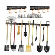 34''All Metal Garden Tool Organizer,Mop Holder 2 Racks,Broom 34 Inch Black