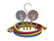 Mastercool 59161 - R410A, R22, R404A 2-Way Brass Manifold Gauge Set, 3 1/8'