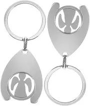 [KALLORY] 2Pcs Shopping Trolley Token Keychain Metal Keyring for Supermarket Carts Portable Removable Coin Holder for Everyday Use and