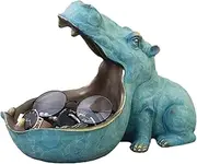 Big Mouth Hippo Key Bowl Resin Hippopotamus Ornament Key Holder Dish Organizer Gift Home Decor for Coin Jewelry Desktop Storage Blue Key Dish
