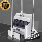 Broom Dustpan Squeegee Set 4-in-1 Long Handle Floor Sweeper Indoor Outdoor