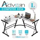 Advwin Corner Computer Desk L-shape Table Office Study Writing Workstation White