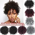 Afro Kinky Curly Drawstring Puff Bun Ponytail Updo Hair Synthetic Clip In Bangs
