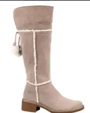 Timberland Brinda Tall Suede Boots Sherpa Lining Side Zip Up Slide On Boot New