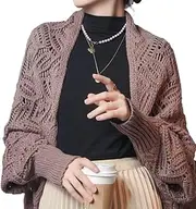 [generic] Acrylic Fibres Cardigan for Cold Winter Warm Thick Wrap Soft Scarves Leaf Printed Cardigans for Ladies