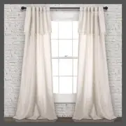 Set of 2 (84"x40") Ivy Tassel Light Filtering Window Curtain Panels Beige