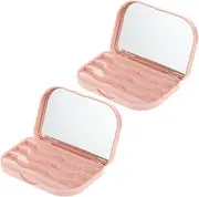 DONFAMDS 2Pcs Eyelash Storage Box with Mirror Travel Friendly Makeup Organizer for False Lashes Durable Eyelash Case Holder for Women and Compact and Easy to Use