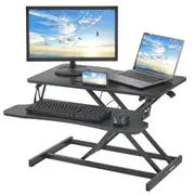 Standing Desk Converter, Two-Tier Stand up Desk Riser, 800 mm Large Sit to Stand Desk Converter,140-510 mm Adjustable Height, for Monitor, Keyboard & Accessories Used in Home