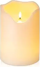 Homemory 6.3" x 8" Extra Large Outdoor Waterproof Candle with Auto 6-Hour Timer, Big Flameless Candle, Extra Wide and Tall Pillar Candle Battery Operated, White Plastic Made, Long Last for Months