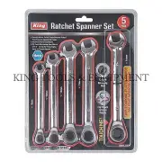 KING 5PC Gear Ratchet Spanner Combination Wrench Set Pro / Home Hand Tool Metric