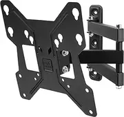 [One For All] Full Motion TV Bracket – Swivel (180°) Tilt (15°) Wall Mount – Screen Size 13-40 Inch - for All Types of TVs – Max Weight 30kgs – VESA 75x75 to 200x200 - Free Toolbox app – Black – WM2251